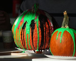 pumpkin with drizzled paint
