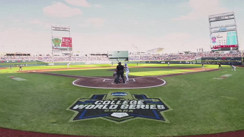 The College World Series on the big screen at Cosm Atlanta.