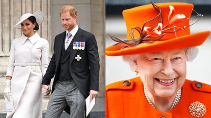 Prince Harry and Meghan Markle's bold tribute to the Queen, seen here side by side at different occasions