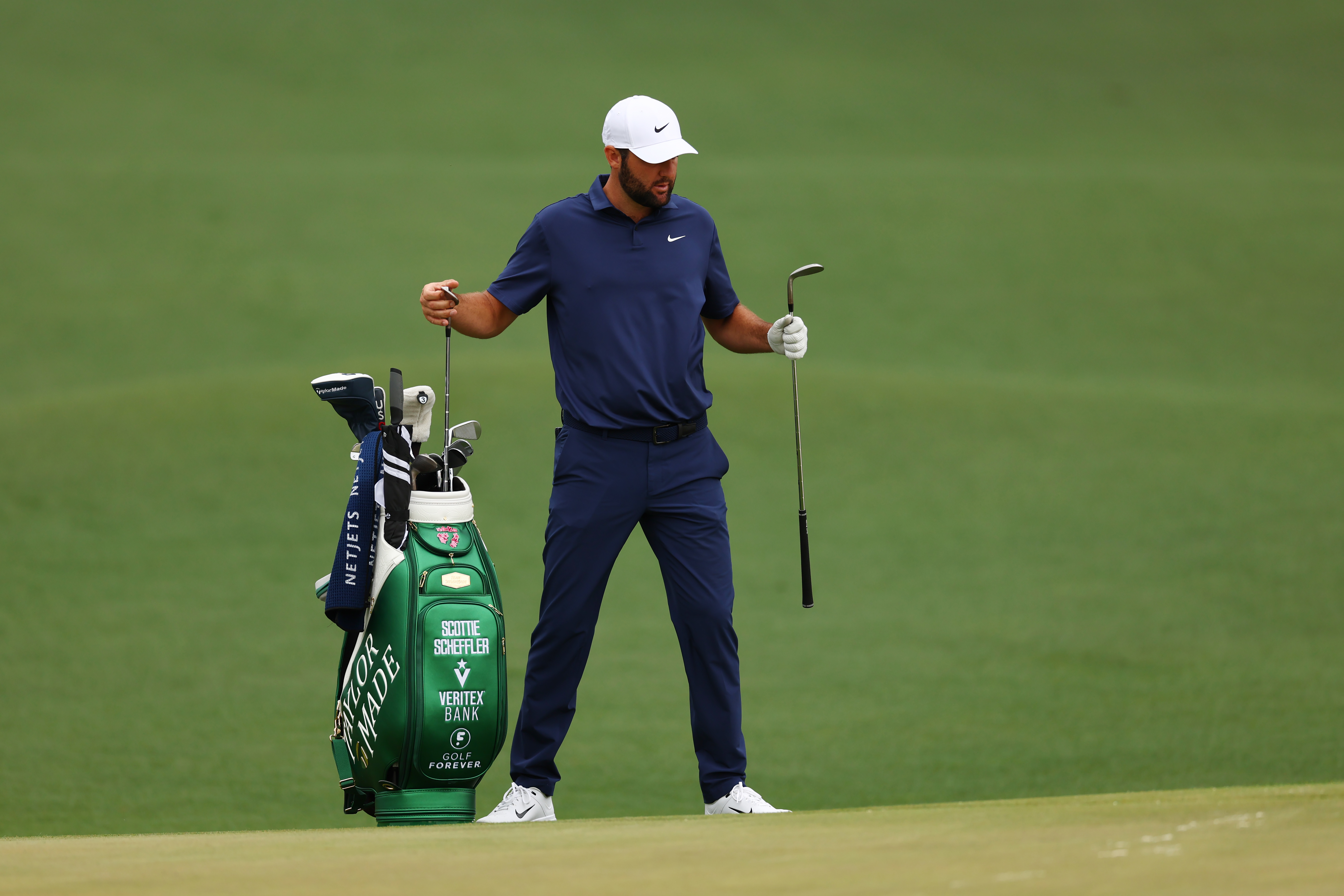 AUGUSTA, GEORGIA - APRIL 09: Scottie Scheffler of the United States walks on the second hole during a practice round prior to the 2024 Masters Tournament at Augusta National Golf Club on April 09, 2024 in Augusta, Georgia. (Photo by Maddie Meyer/Getty Images)