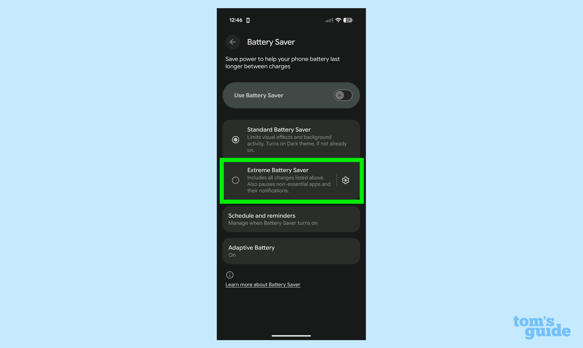 pixel 10 pro extreme battery saver setting