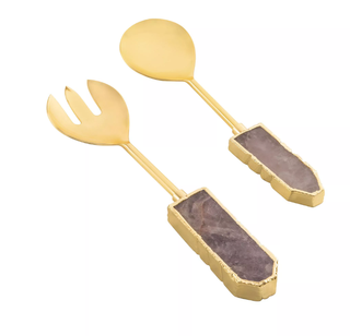 gold tone natural gem serving set