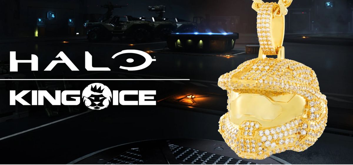 King Ice Logo with gold master chief helmet