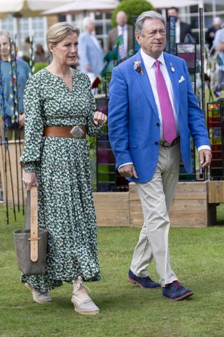 Sophie, Duchess of Edinburgh and Alan Titchmarsh attend the Royal Windsor Flower Show at Windsor Great Park on June 8