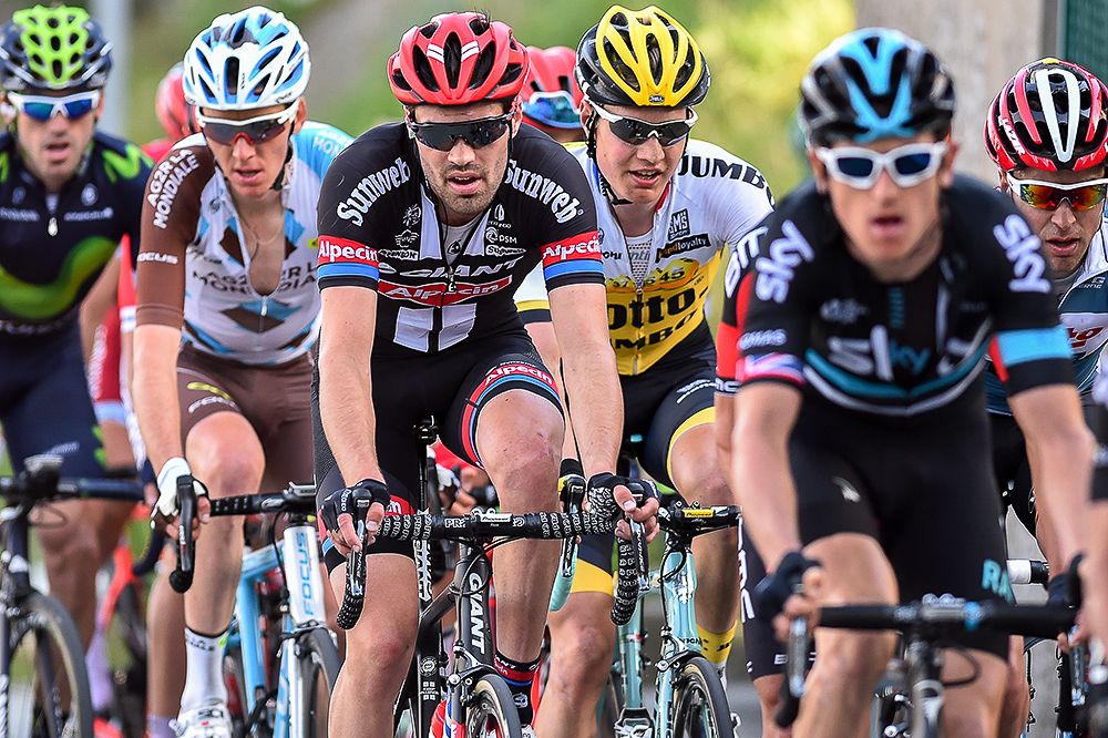 Tom Dumoulin rides near the front during stage 6 at Paris-Nice.
