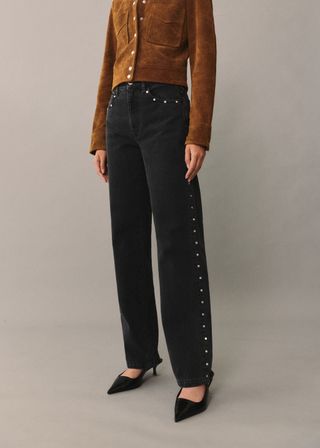 Straight-Fit Jeans With Studs - Women | Mango United Kingdom