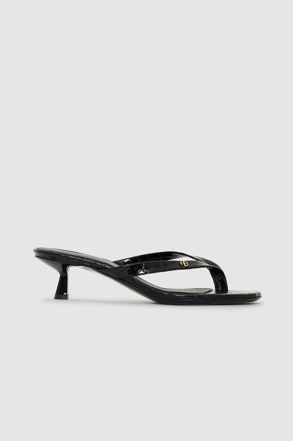 Noelle Thong Heels - Embossed Black