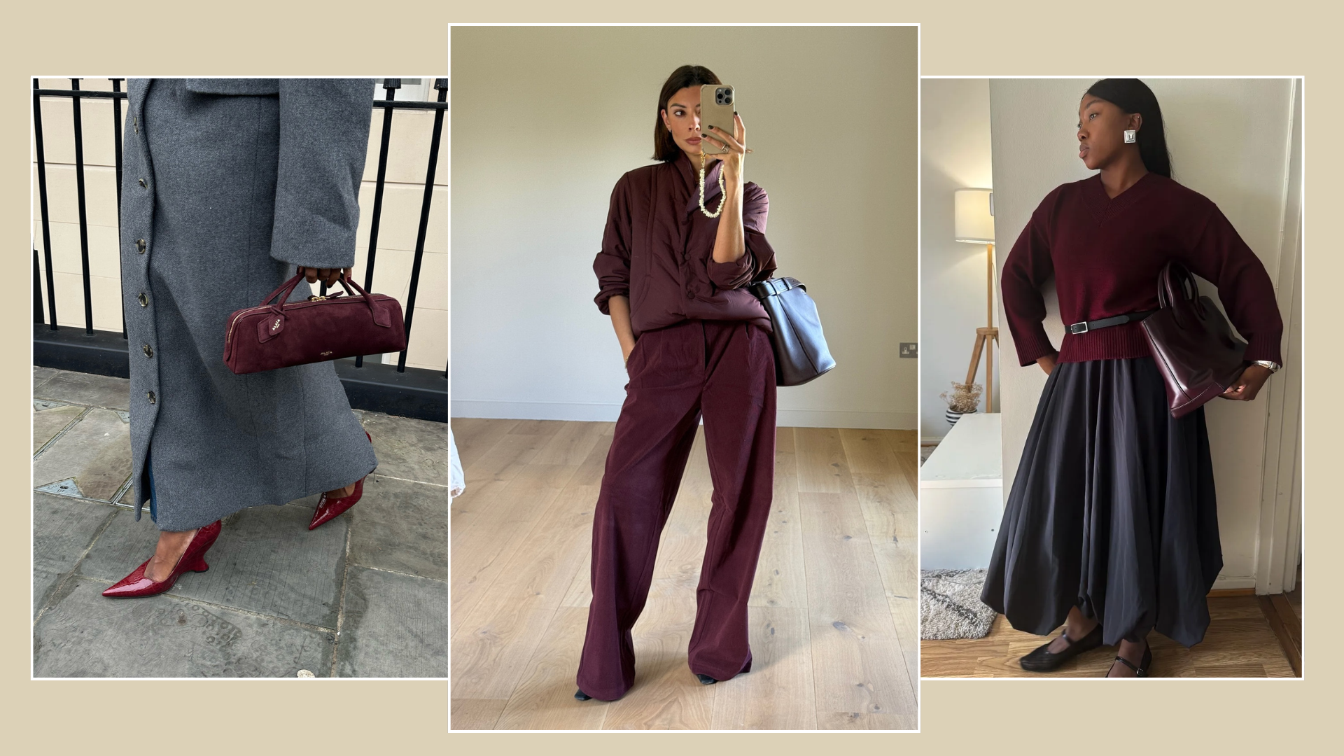 An image of colours that go with burgundy. 