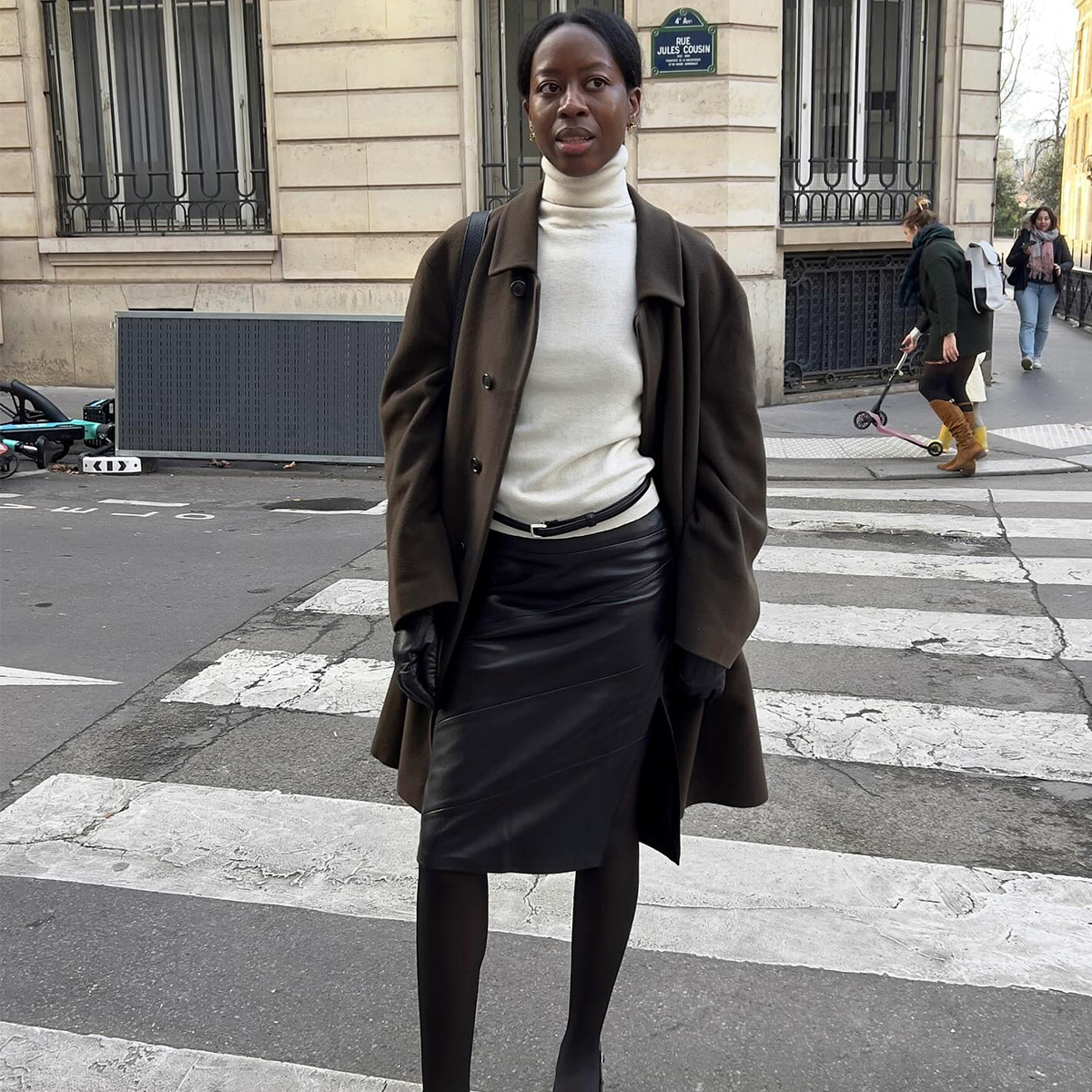 Sylvie Mus wearing a chic winter outfit.