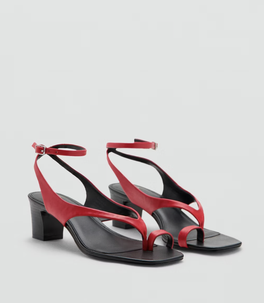 MANGO, Heeled Leather Sandals With Straps - Women