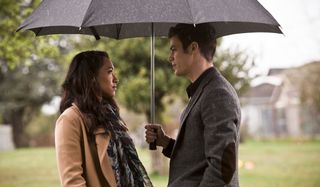 the flash iris barry in the rain at cemetary the cw