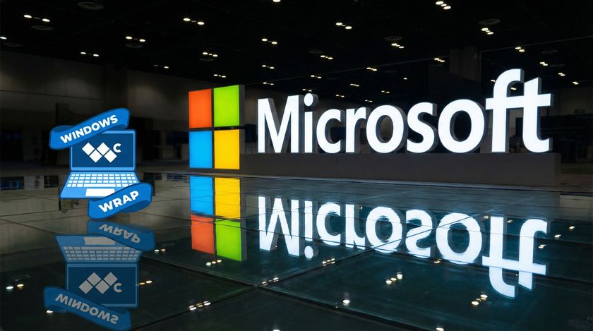 Microsoft logo reflected