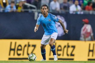 Douglas Luiz in action for Manchester City back in 2020 during pre-season