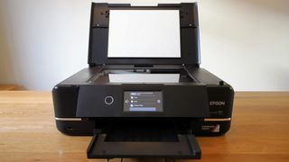 Epson Expression Photo XP-970 Wireless All-In-One Printer being tested in writer's home