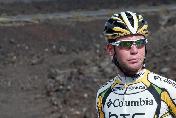 Cavendish waits for things to get underway again.