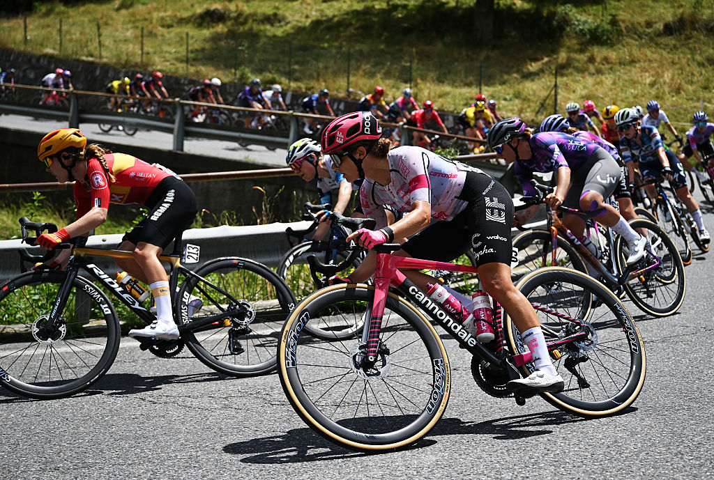 Riders rounding a corner