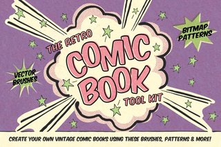 A preview of the Retro Comic Book Tool Kit, one of the best Illustrator brushes