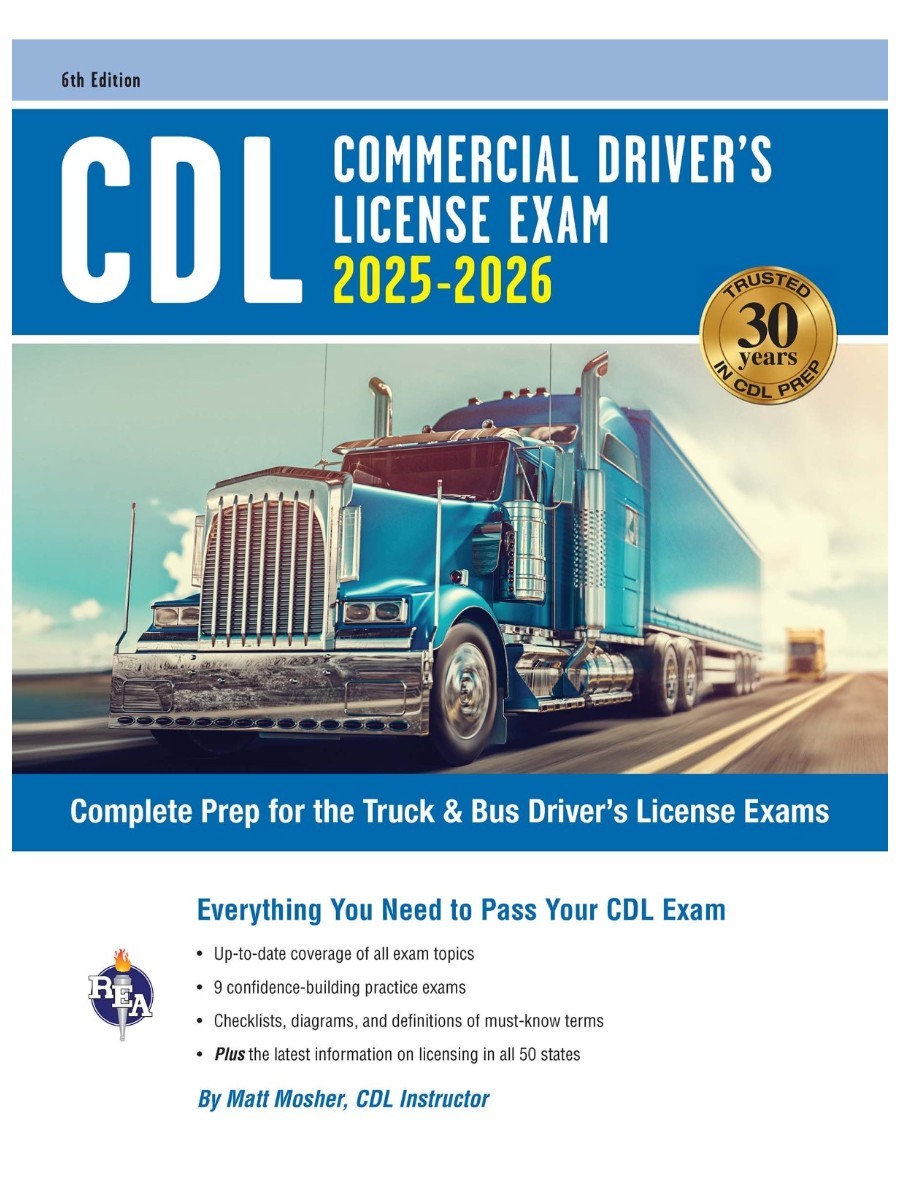 The book: CDL COmmercial Driver's License Exam 2025-2026 by Matt Mosher