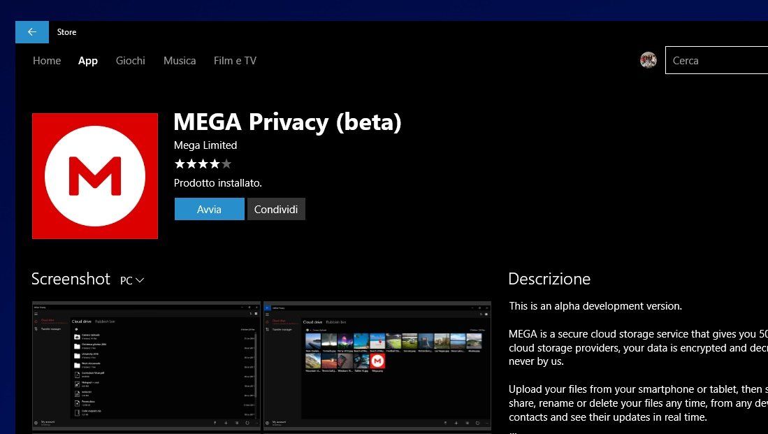 Mega now testing universal Windows 10 version of its privacyfocused