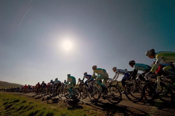 The Paris-Nice peloton in action on stage 1.