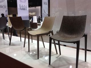 Wooden chairs with curved seat