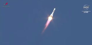 A Russian Soyuz rocket launches the Progress 83 cargo spacecraft toward the International Space Station from Baikonur Cosmodrome in Kazakhstan on Feb. 9, 2023.