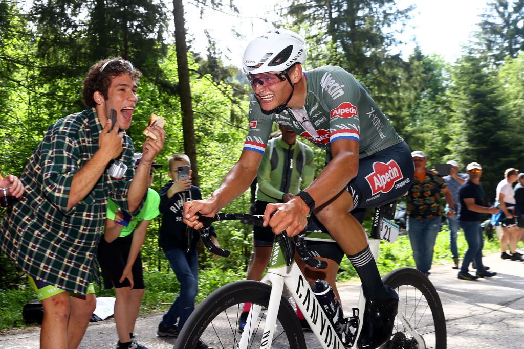 LAVARONE ITALY MAY 25 Mathieu Van Der Poel of Netherlands and Team Alpecin Fenix competes during the 105th Giro dItalia 2022 Stage 17 a 168 km stage from Ponte di Legno to Lavarone 1161m Giro WorldTour on May 25 2022 in Lavarone Italy Photo by Michael SteeleGetty Images