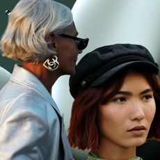 bob haircut on a green background