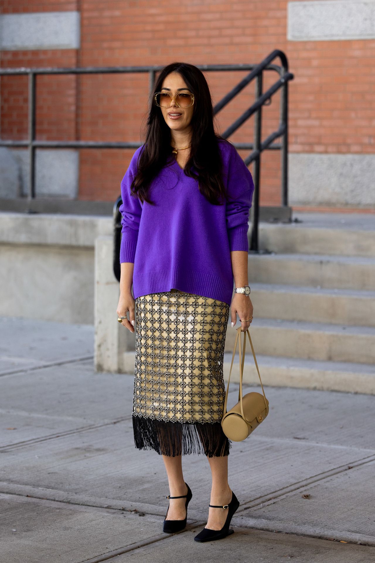 nyfw editors and influencers wearing purple
