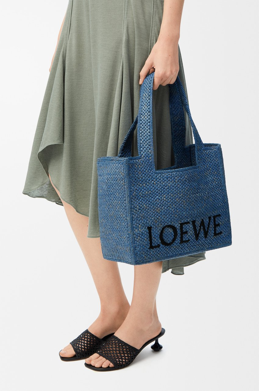 Loewe, Medium Loewe Font Tote in Raffia