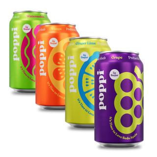 Poppi Sparkling Prebiotic Soda, Getränke mit Apfelessig, Mineralwasser und Saft, Strandparty, 12oz (12er-Pack) (Verpackung kann variieren)