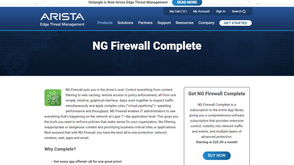 Tangkapan layar situs web untuk NG Firewall Selesai