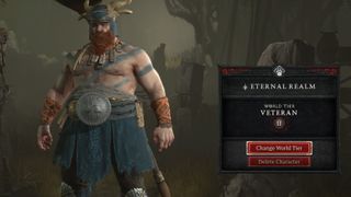 Diablo 4 World Tiers selection box on character selection screen