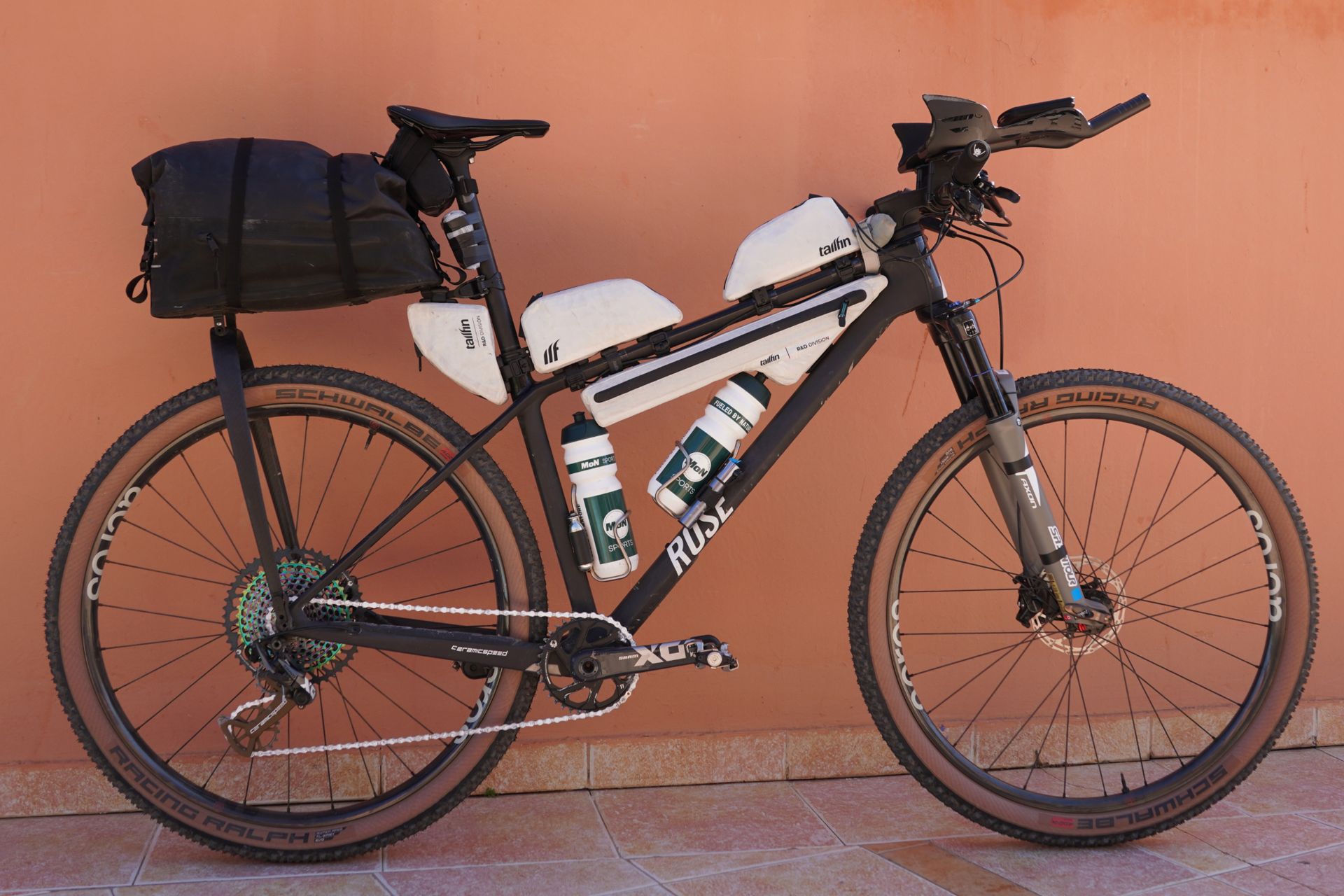 Image shows one of the bikes being ridden at the 2023 Atlas Mountain Race