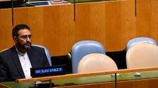 Empty seats in the Iran delegation are seen as U.S. President Donald Trump speaks during the 81st session of the United Nations (U.N.) General Assembly.