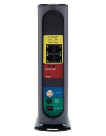 The Motorola MG7550&rsquo;s back panel is color-coded to help guide you through the setup process.