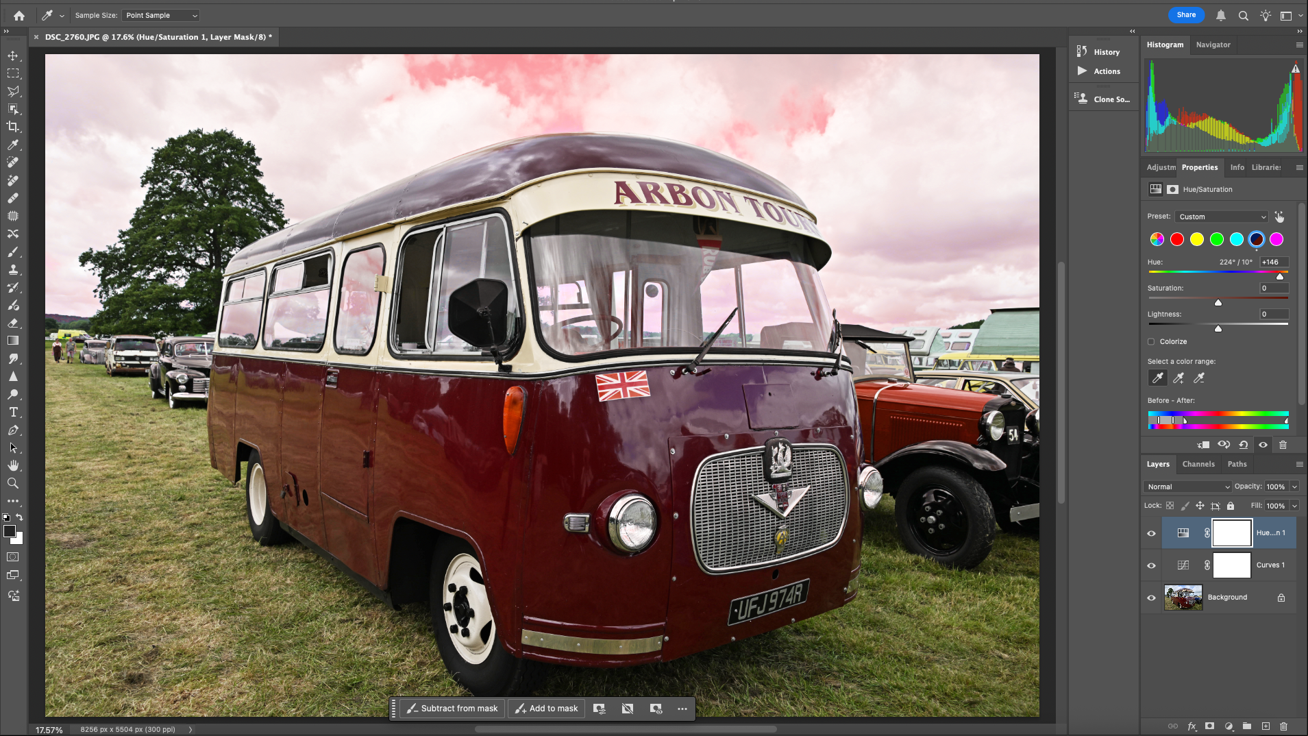 Adding a Hue/Saturation layer