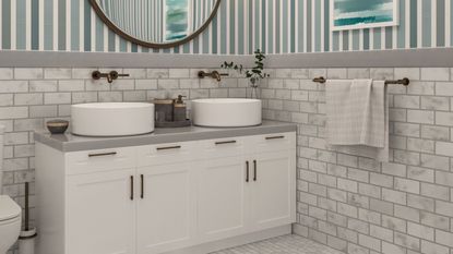 An example of the best bathroom vanities, a double bathroom vanity set.