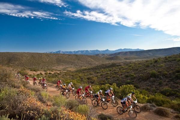 Riders make their way through the Attakwas Pass during stage 1 of the Cape Pioneer Trek 2010