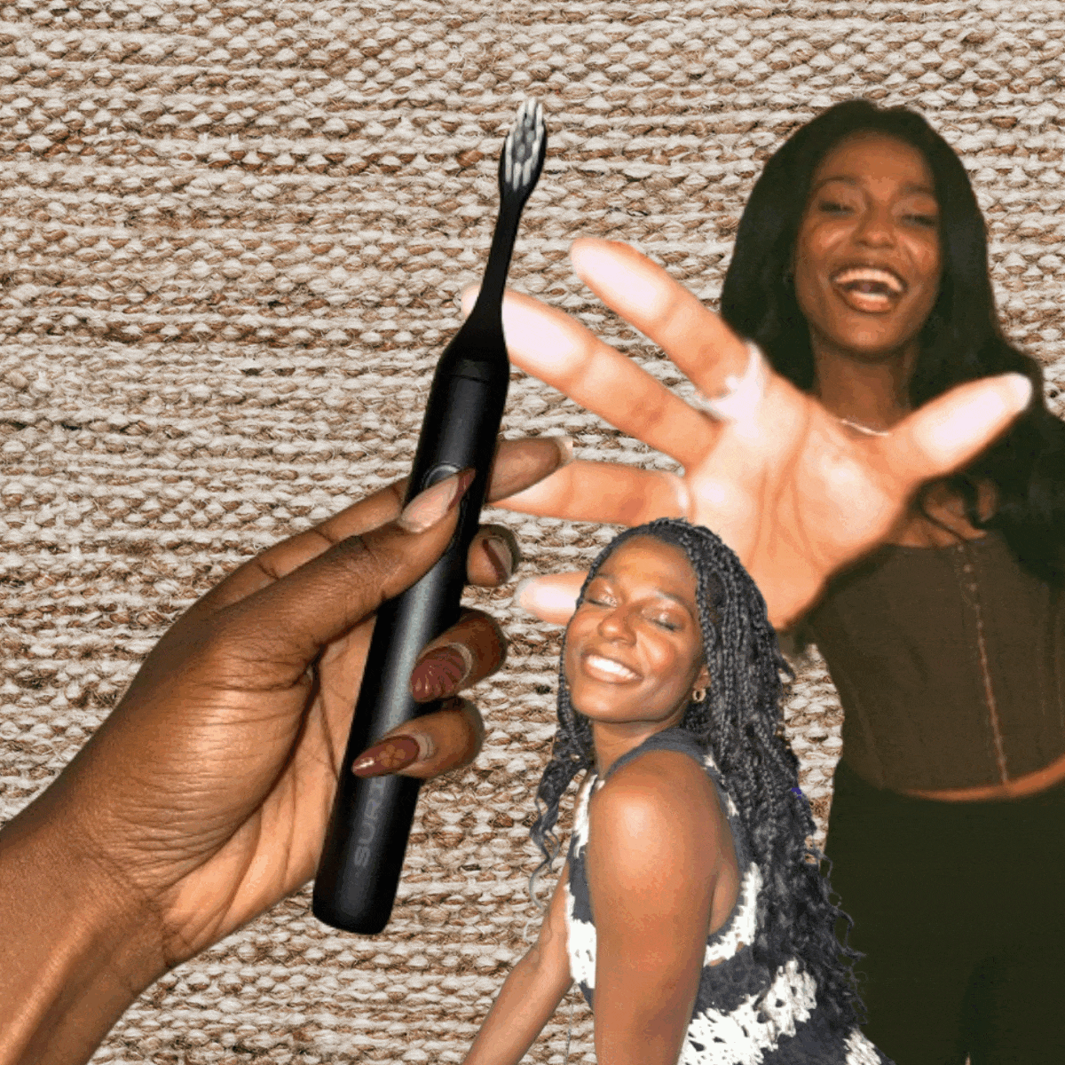 Graphics of Suri electric toothbrushes and Shei