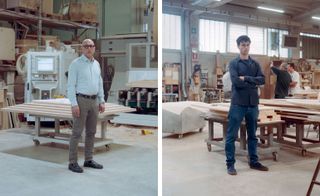 Left, company owner Guiseppe Tagliabue. Right, Milanese carpenter and designer Giacomo Moor