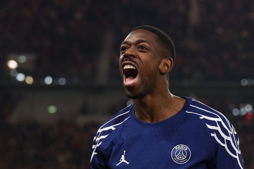 Paris Saint-Germain&#039;s French forward #10 Ousmane Dembele celebrates scoring the 0-4 during the UEFA Champions League football match VfB Stuttgart vs Paris Saint-Germain in Stuttgart, southwestern Germany, on January 29, 2025.