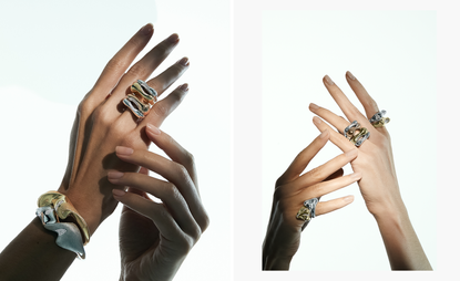 Ashaha gold jewellery on hands