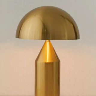 Gold mushroom lamp on
