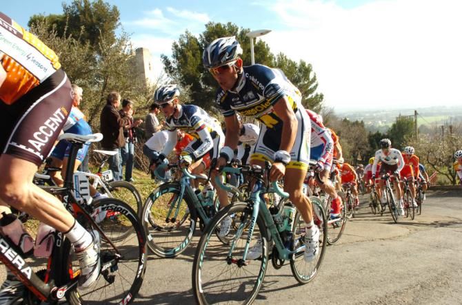 Bjorn Leukemans (Vacansoleil-DCM) climbs out of the saddle en route to the finish in Beaucaire