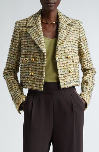 Metallic Tweed Crop Jacket