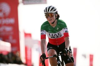 JEBEL HAFEET UNITED ARAB EMIRATES FEBRUARY 08 Elisa Longo Borghini of Italy and UAE Team ADQ celebrates at finish line as stage winner during the 3rd UAE Tour Women Stage 3 a 152km stage from Al Ain Qasr Al Muwaiji to Jebel Hafeet 1031m UCIWWT on February 08 2025 in Jebel Hafeet United Arab Emirates Photo by Tim de WaeleGetty Images