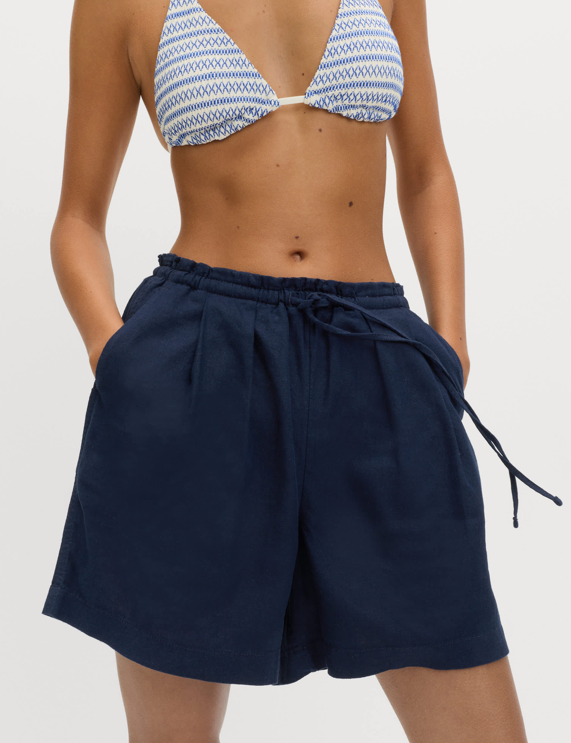 Linen Rich High Waisted Shorts
