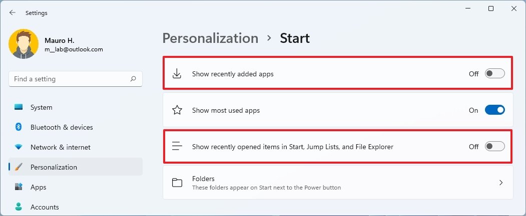 Disable Start menu Recommended