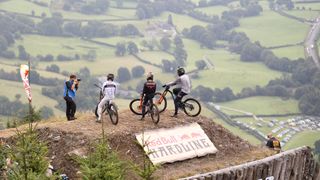 Riders posing for photos at Red Bull Hardline